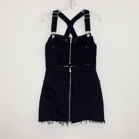 NEW RE/DONE Levi’s Overall Denim Mini Dress (Sz M) Reworked Vintage Black - Picture 4 of 16